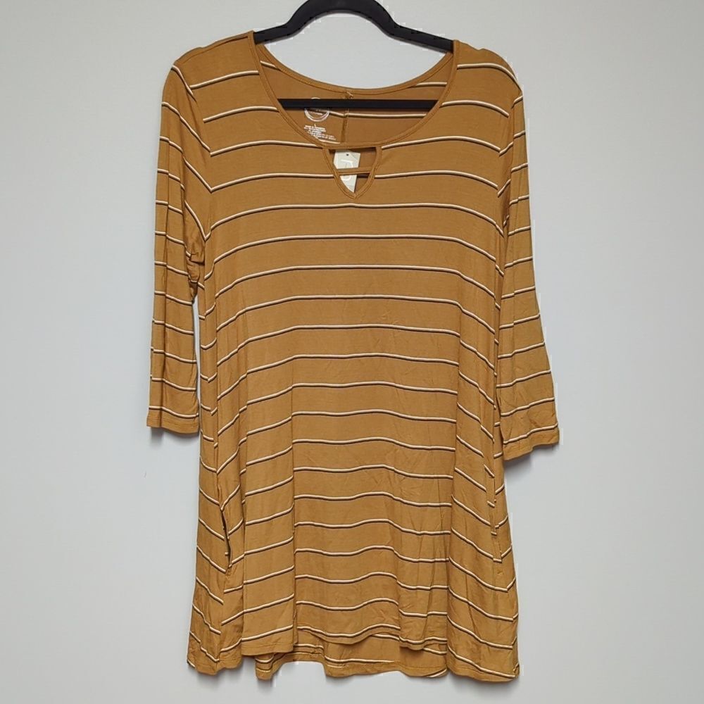 Maurices Striped Tan Long Sleeve Dress NWT